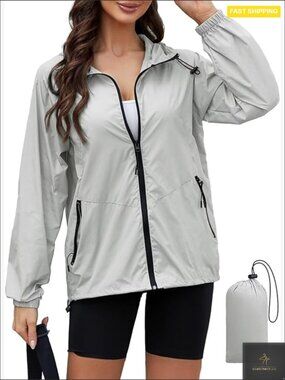 Lightweight Packable Rain Jacket Waterproof Hooded Windbreaker Travel Coat